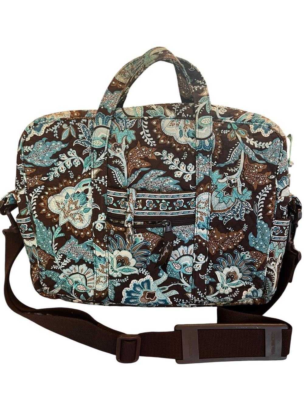 Vera Bradley Turquoise Floral Quilted Messenger Bag - Retired Pattern
